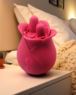 Masażer łechtaczki La Rose z podwójnym języczkiem + wibracje