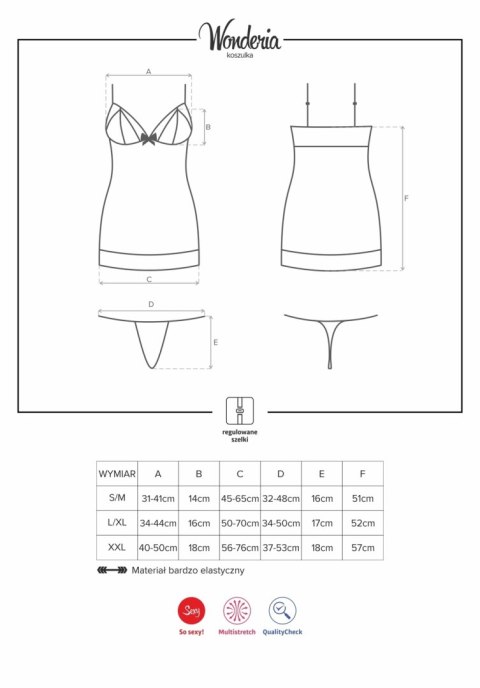 Obsessive koszulka nocna ze stringami Wonderia S/M