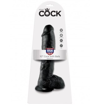 Dildo Sztuczny Penis King Cock 10" Cock with Balls Black