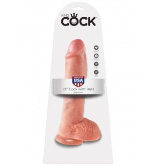 Dildo Sztuczny Penis King Cock 10" with Balls cielisty z przyssawką