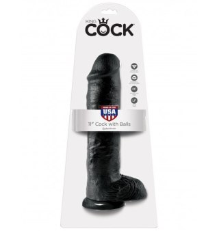 Dildo Sztuczny Penis King Cock 11" with Balls Black