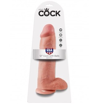 King Cock 12" Cock with Balls Flesh