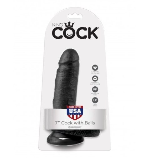 Dildo Sztuczny Penis King Cock 7" with Balls black z przyssawką