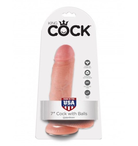 Dildo Sztuczny Penis King Cock 7" with balls cielisty z przyssawką