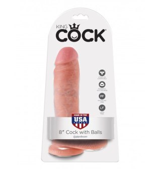 Dildo Sztuczny Penis King Cock 8" with Balls cielisty z przyssawką