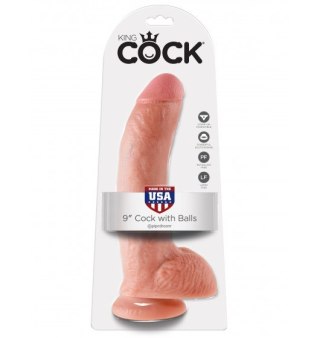 Dildo Sztuczny Penis King Cock 9" with Balls cielisty z przyssawką