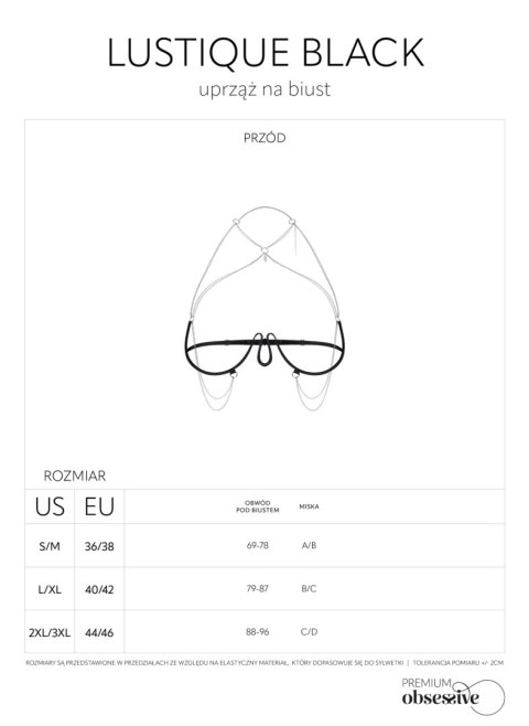 Uprząż na biust Lustique Black S/M/L Obsessive Premium