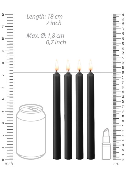 Teasing Wax Candles Large 4-Pack Black - Czarny Zestaw Długich Świec Do Bdsm Ouch! by Shots