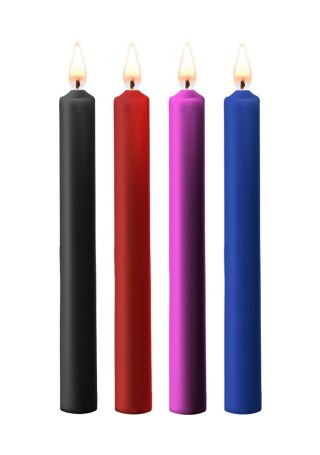 Teasing Wax Candles Large 4-Pack Mixed Color - Wielokolorowy Zestaw Długich Świec Do Bdsm Ouch! by Shots