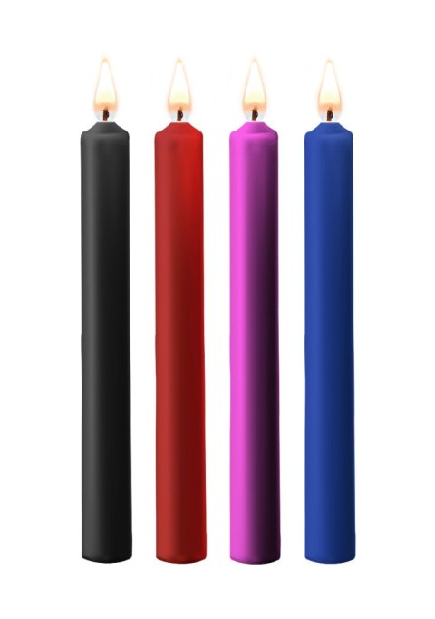 Teasing Wax Candles Large 4-Pack Mixed Color - Wielokolorowy Zestaw Długich Świec Do Bdsm Ouch! by Shots