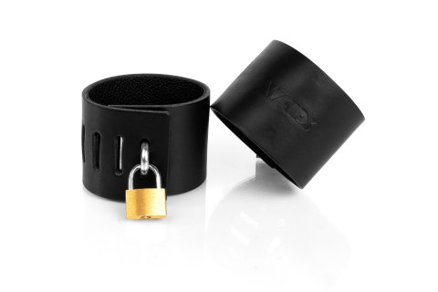 Kajdanki z kłódką czarne L Primal Bond Whips