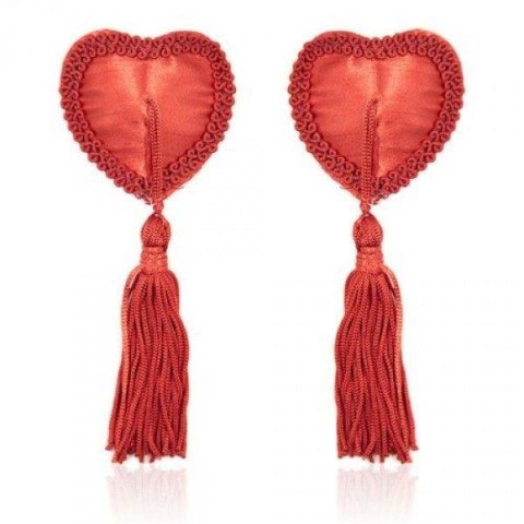 Bielizna-Heart Nipples Tassels RED