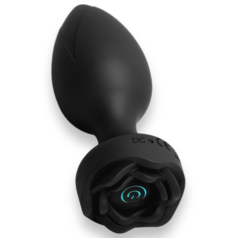 Wibrujący korek analny z różą Remote Control black