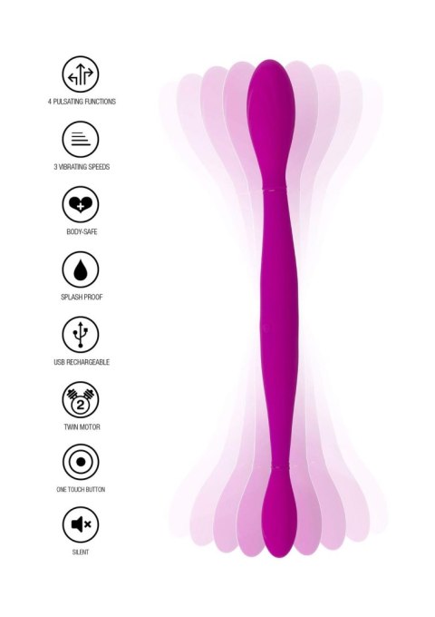 Podwójne dildo Infinity + 4 funkcje pulsacji pink Scala