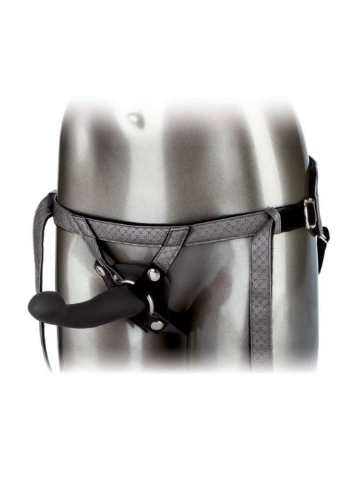 Strap on z trzema pierścieniami + wibracje grey
