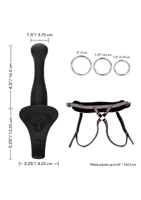 Strap on z trzema pierścieniami + wibracje grey