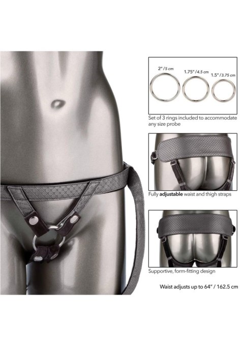 Strap on z trzema pierścieniami + wibracje grey