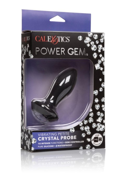 Wibrujący korek analny z kryształem 9,5 cm black