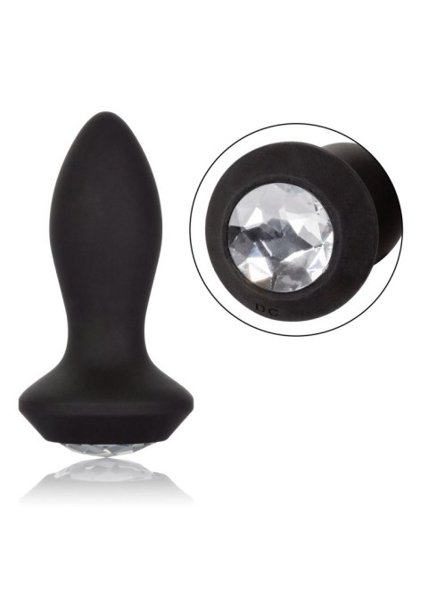 Wibrujący korek analny z kryształem 9,5 cm black