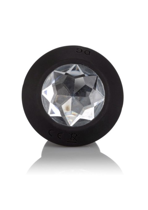 Wibrujący korek analny z kryształem 9,5 cm black