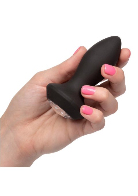 Wibrujący korek analny z kryształem 9,5 cm black