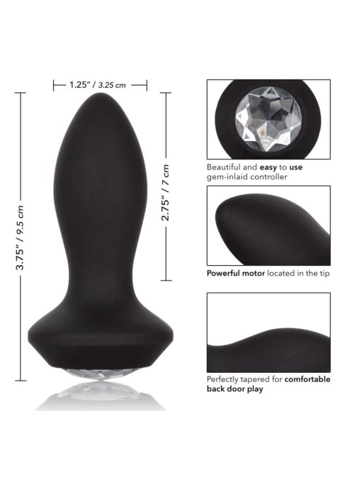 Wibrujący korek analny z kryształem 9,5 cm black