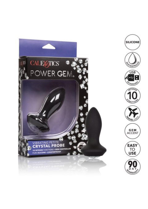 Wibrujący korek analny z kryształem 9,5 cm black