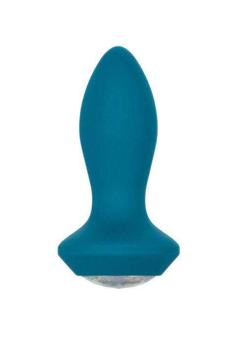 Wibrujący korek analny z kryształem 9,5 cm turkusowy