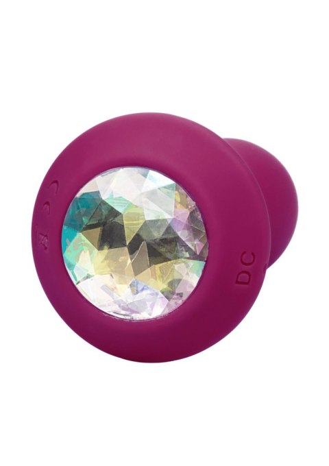 Korek analny z kryształem + wibracje 9,5cm purple