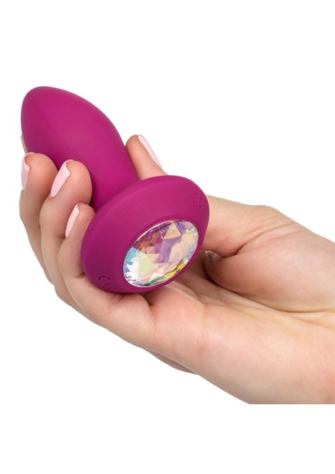 Korek analny z kryształem + wibracje 9,5cm purple