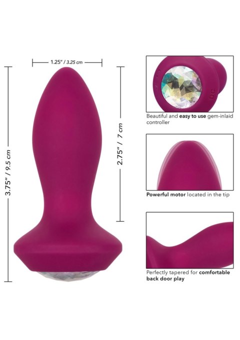 Korek analny z kryształem + wibracje 9,5cm purple