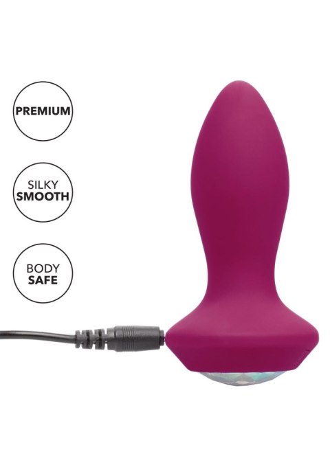 Korek analny z kryształem + wibracje 9,5cm purple