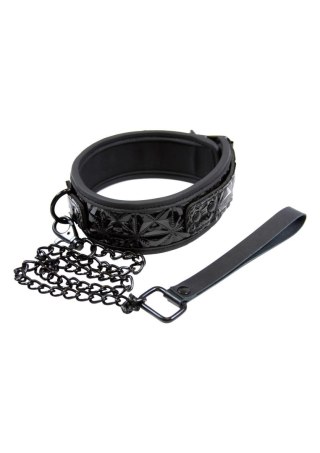 Obroża + smycz Collar Black z połyskiem