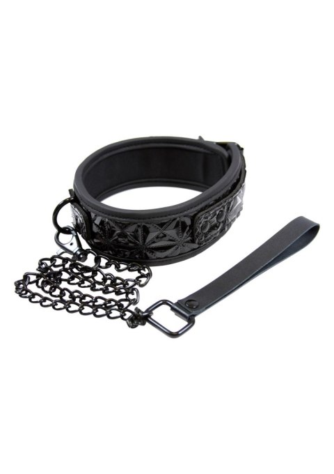 Obroża + smycz Collar Black z połyskiem