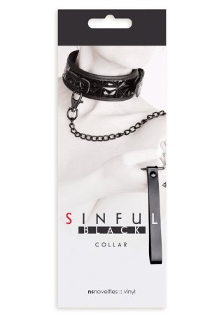 Obroża + smycz Collar Black z połyskiem