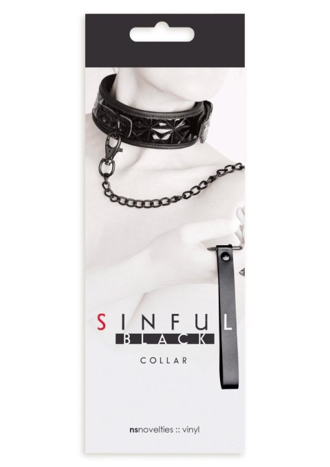 Obroża + smycz Collar Black z połyskiem