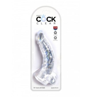 Dildo Sztuczny Penis King Cock 7,5" with Balls transparent z przyssawką