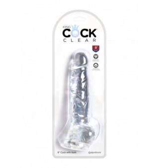 Dildo Sztuczny Penis King Cock 8" with Balls transparent z przyssawką