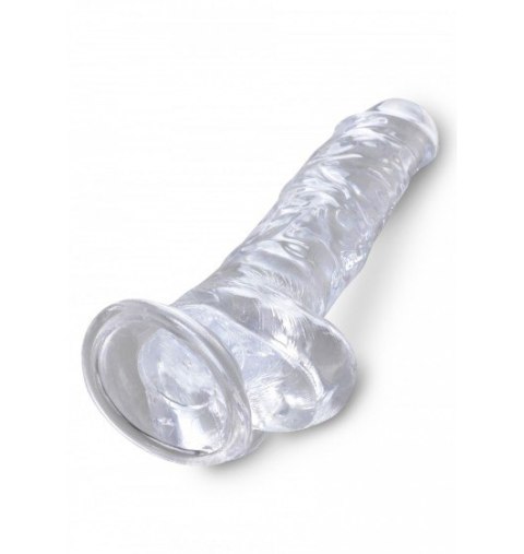 Dildo Sztuczny Penis King Cock 8" with Balls transparent z przyssawką