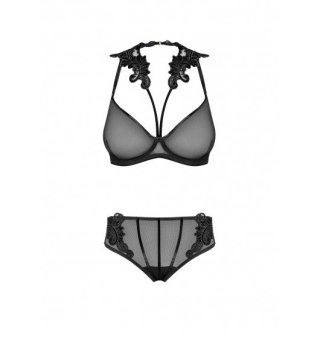 Petitenoir Tulle BPetitenoir Set out of plunge underwired bra with embroidery and briefody Ouvert L