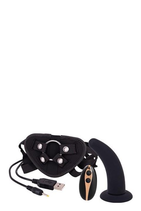 Strap on z przyssawką i wibracjami + pilot black