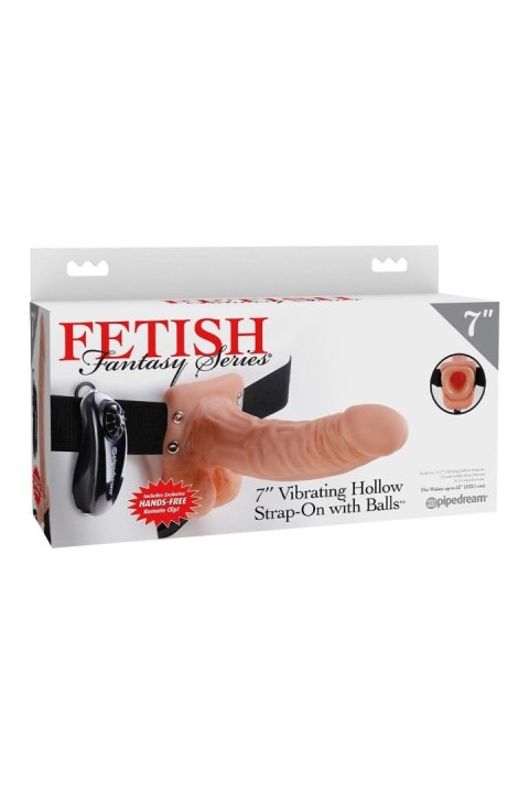 FETISH FANTASY SERIES 7 INCH VIBRATING HOLLOW STRAP-ON WITH BALLS LIGHT