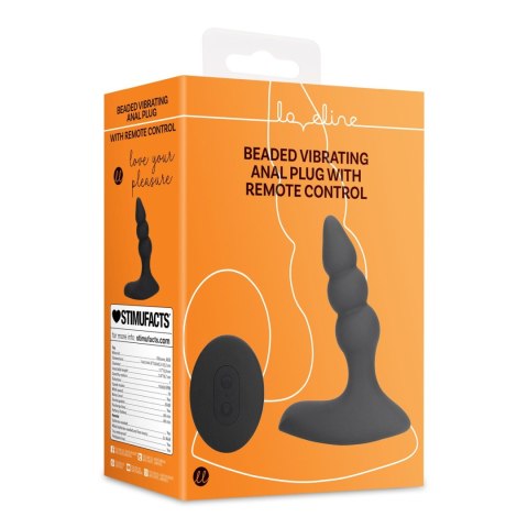 Korek analny z koralikami Loveline wibracje + pilot black