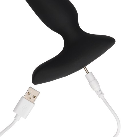 Korek analny z koralikami Loveline wibracje + pilot black
