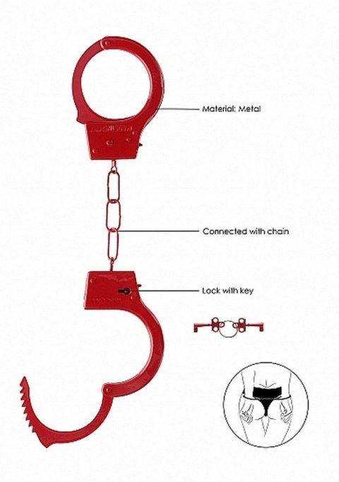 Kajdanki na ręce Beginner's Handcuffs metalowe Red