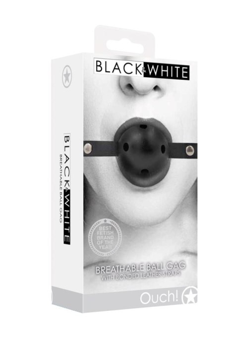 Knebel do ust SHOTS ze skórzaną taśmą black
