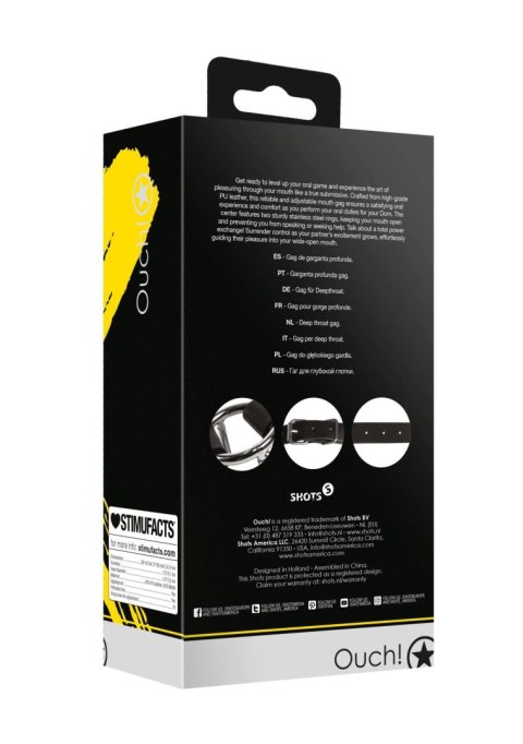 Knebel do ust SHOTS z dwoma pierścieniami black