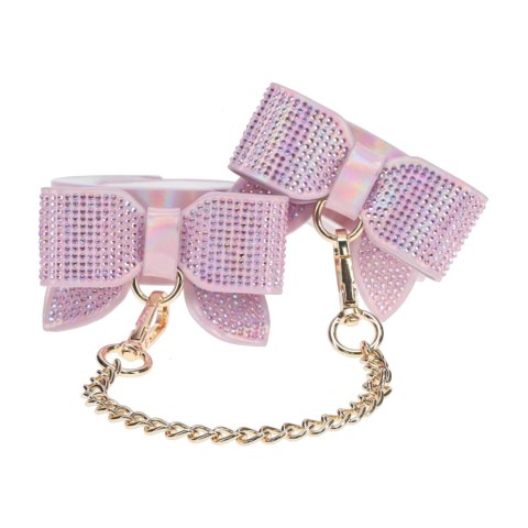 Kajdanki na kostki Paris Collection z kokardą Pink