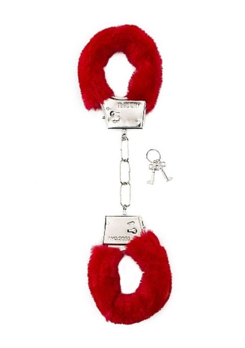 Kajdanki SHOTS Furry Handcuffs Red