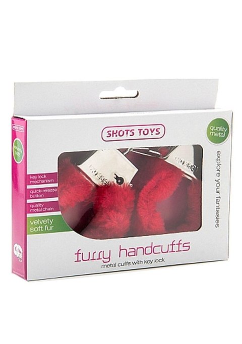 Kajdanki SHOTS Furry Handcuffs Red